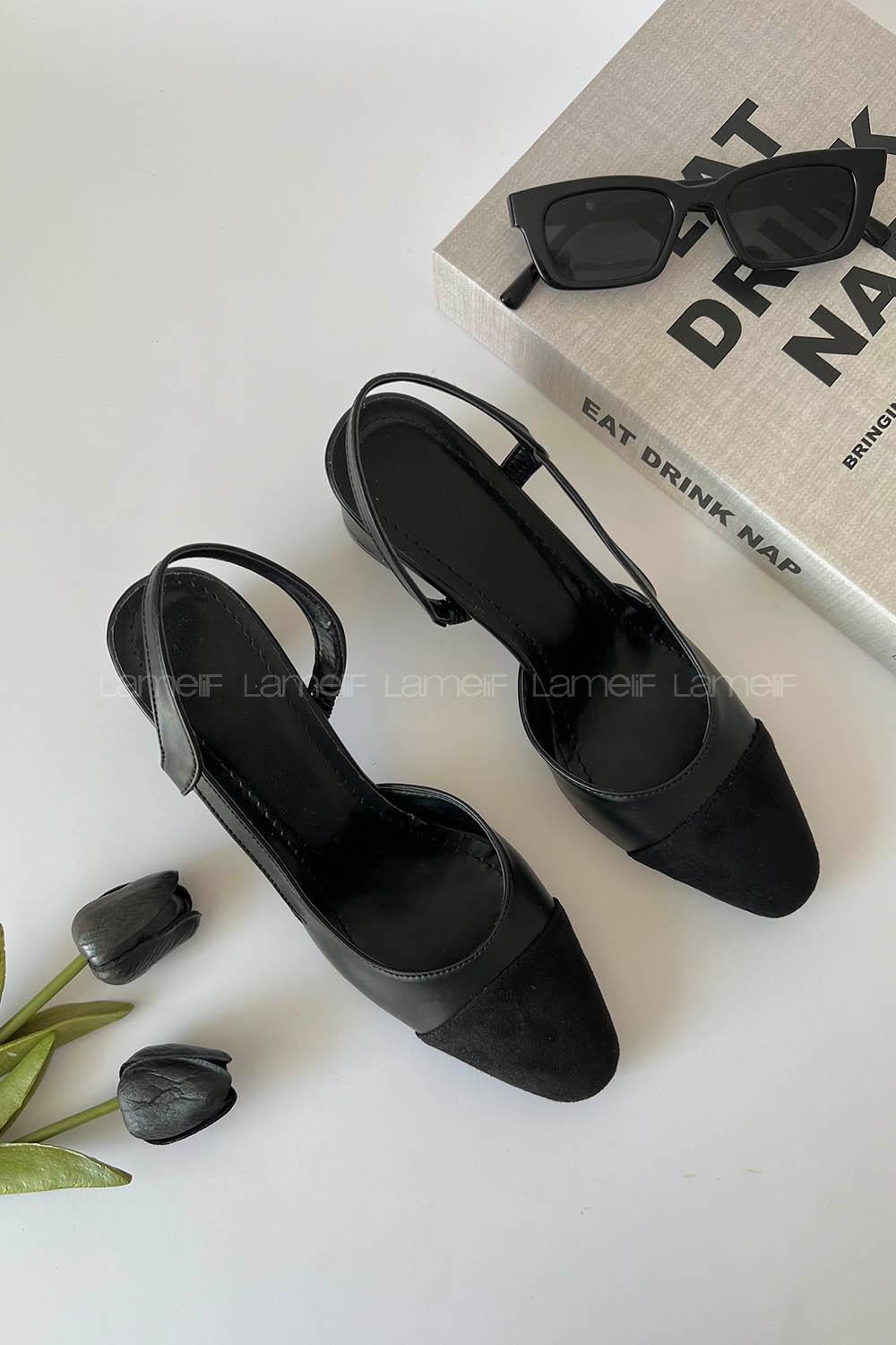 Black Heeled Suede Shoes