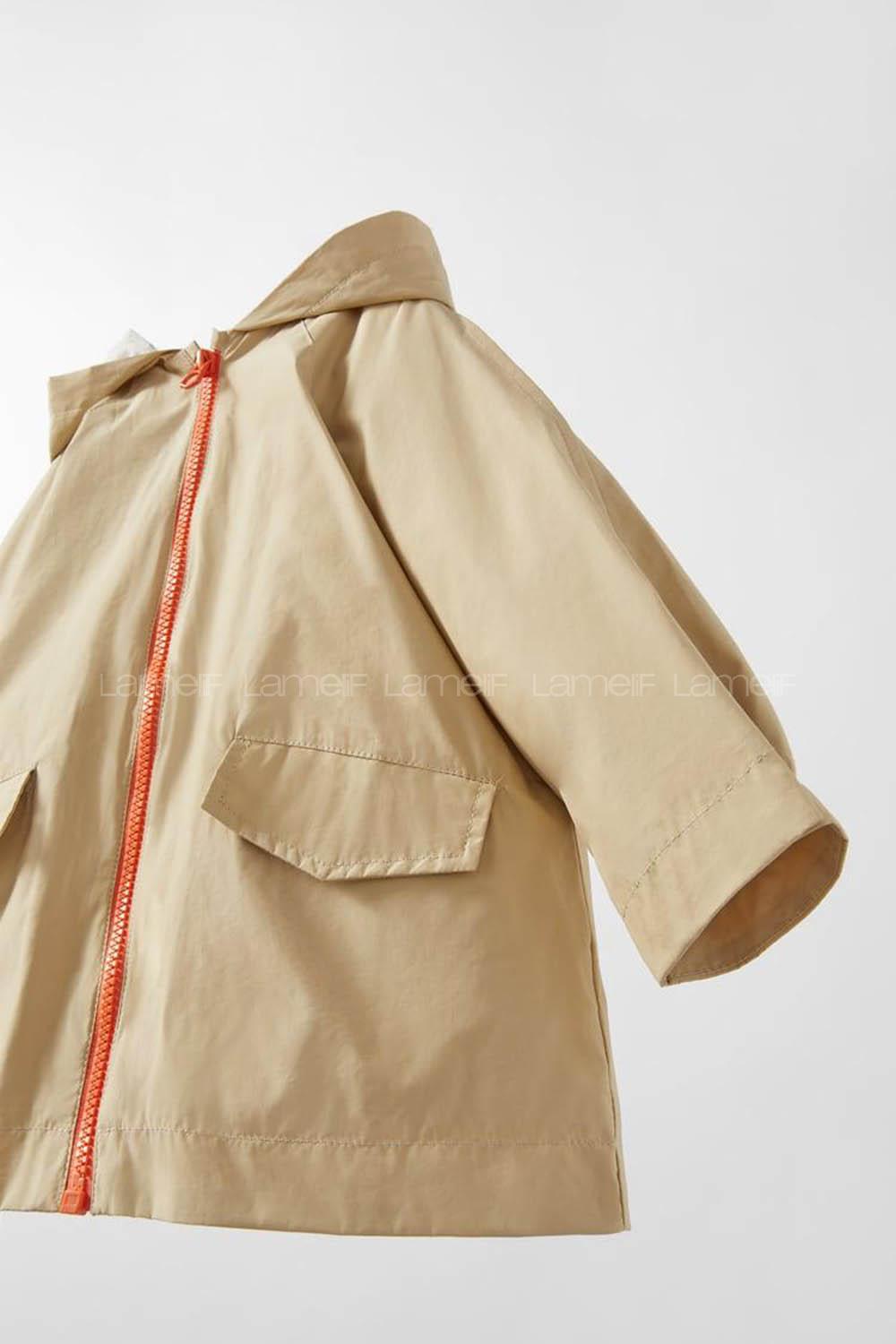 Brown With Milk Long Arm Without Accessories Parachute Fabric Trench Coat