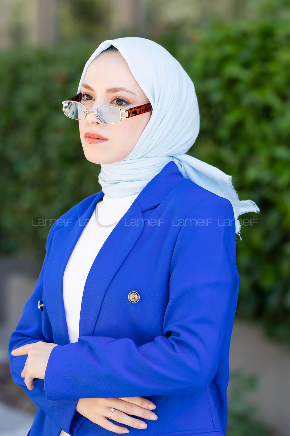 Baby Blue Cotton Fabric Straight Scarf