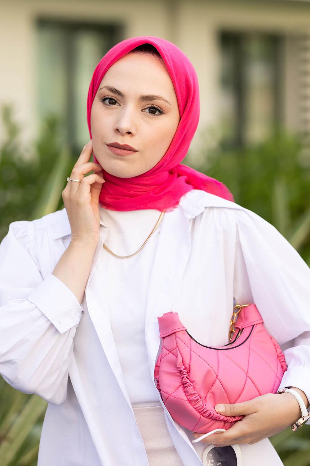 Fuchsia Cotton Fabric Straight Scarf