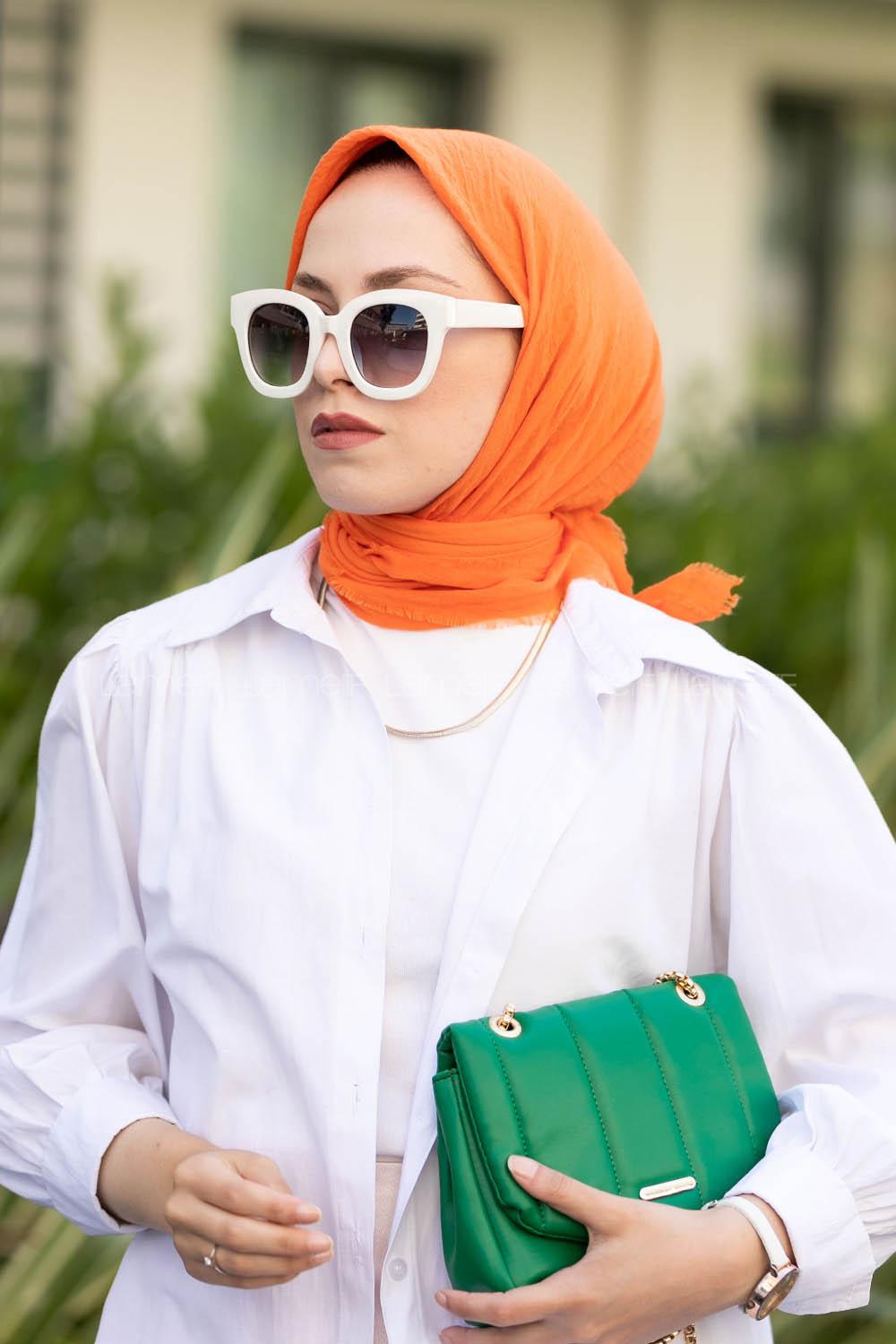 Orange Cotton Fabric Straight Scarf