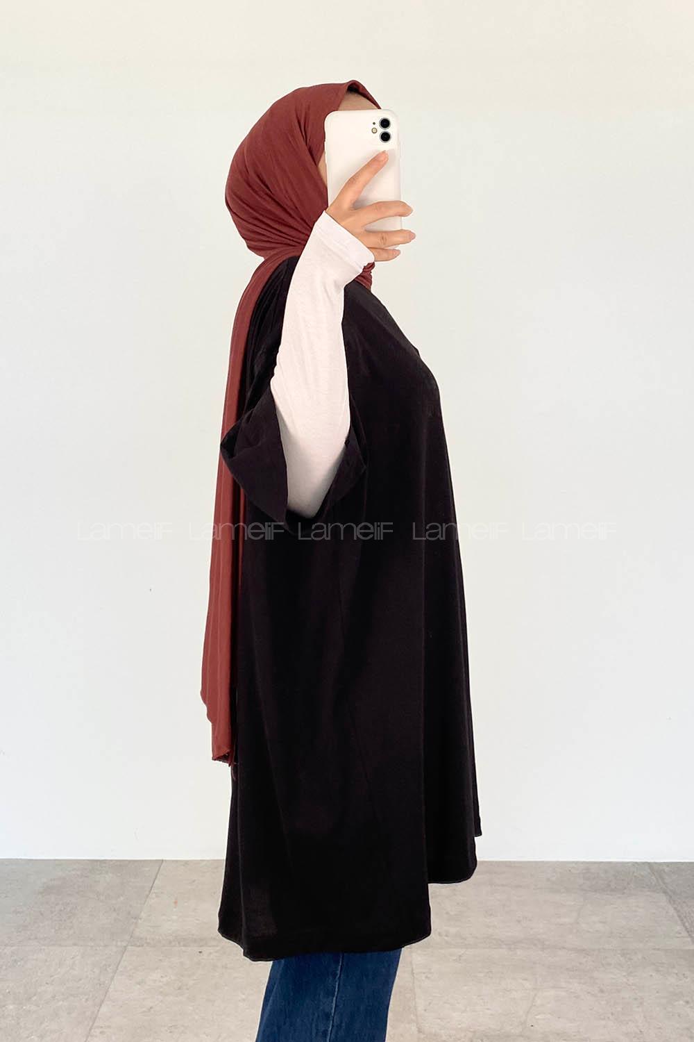 Black Crew Neck Half Arm Arm Unprinted T-shirt