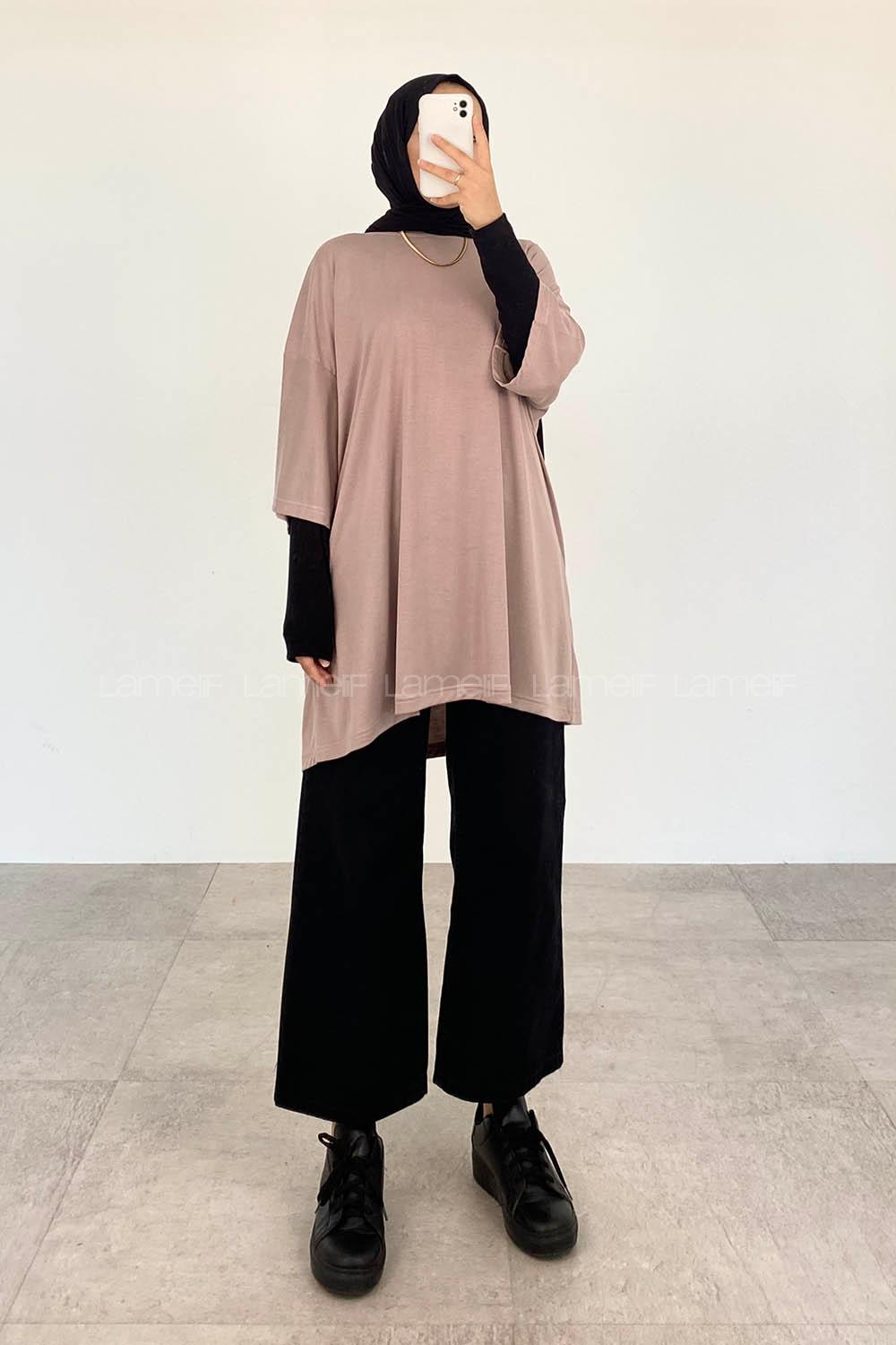 Mink Crew Neck Half Arm Arm Unprinted T-shirt