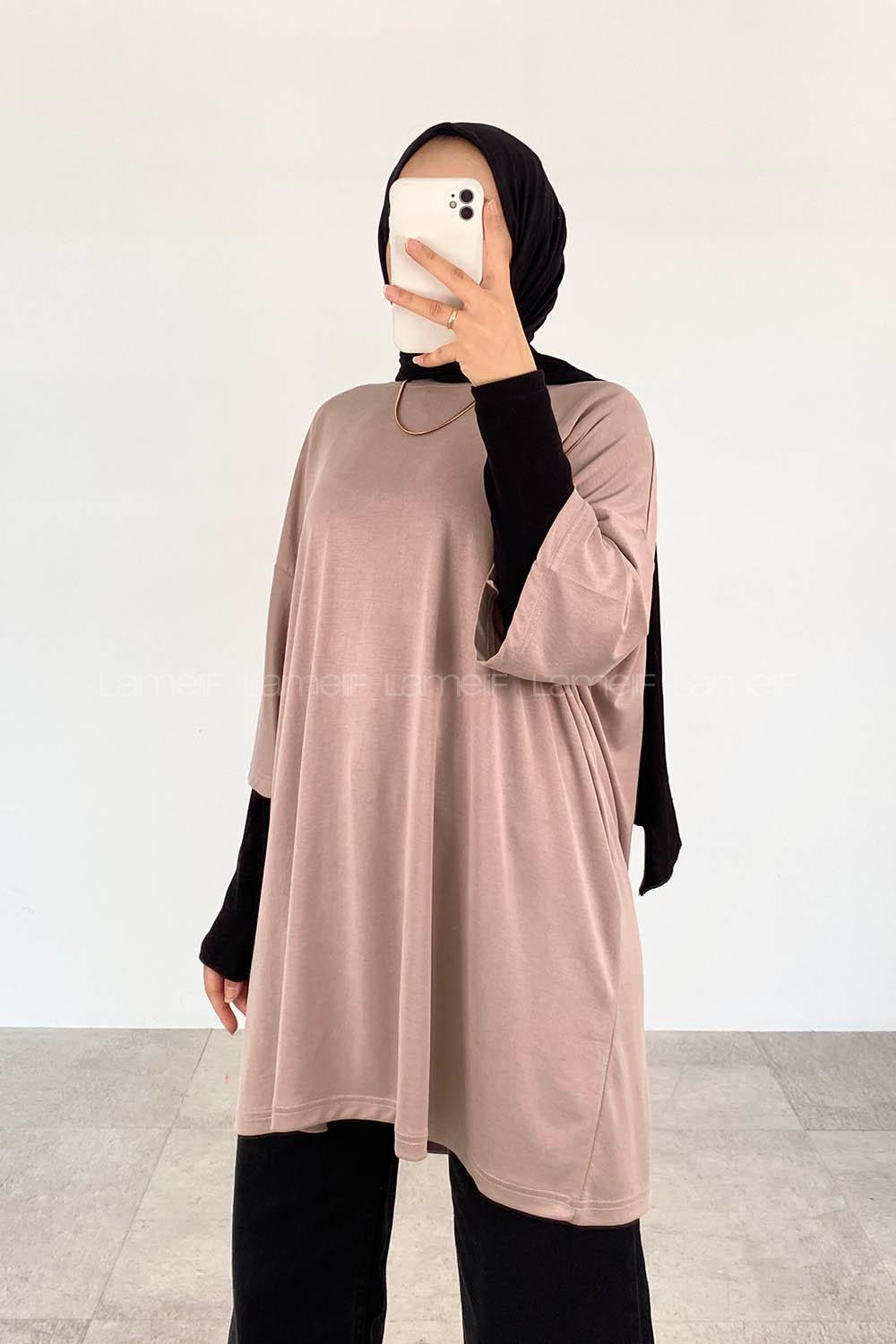 Mink Crew Neck Half Arm Arm Unprinted T-shirt