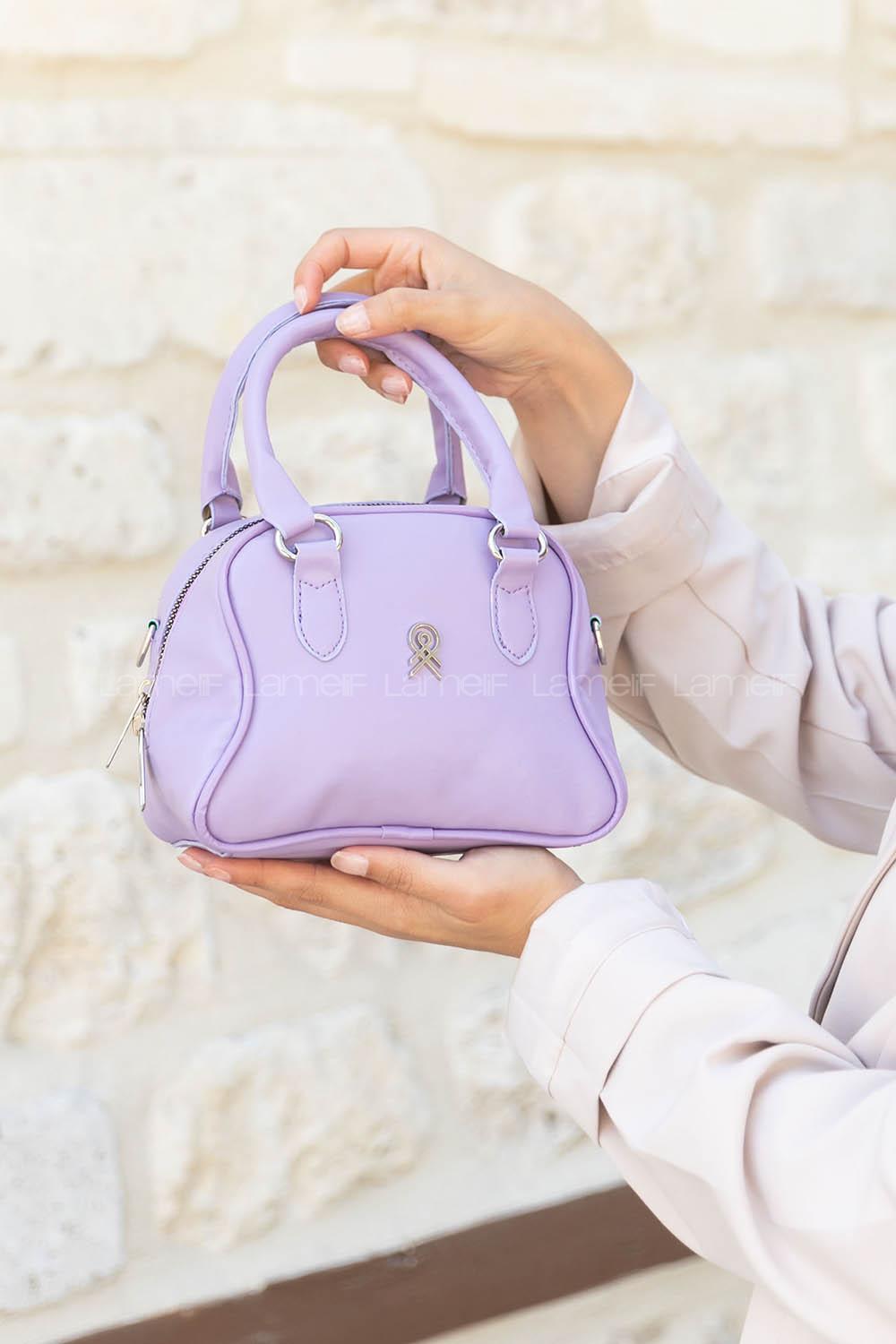Lilac Buckle Skin Hand Bag Bag