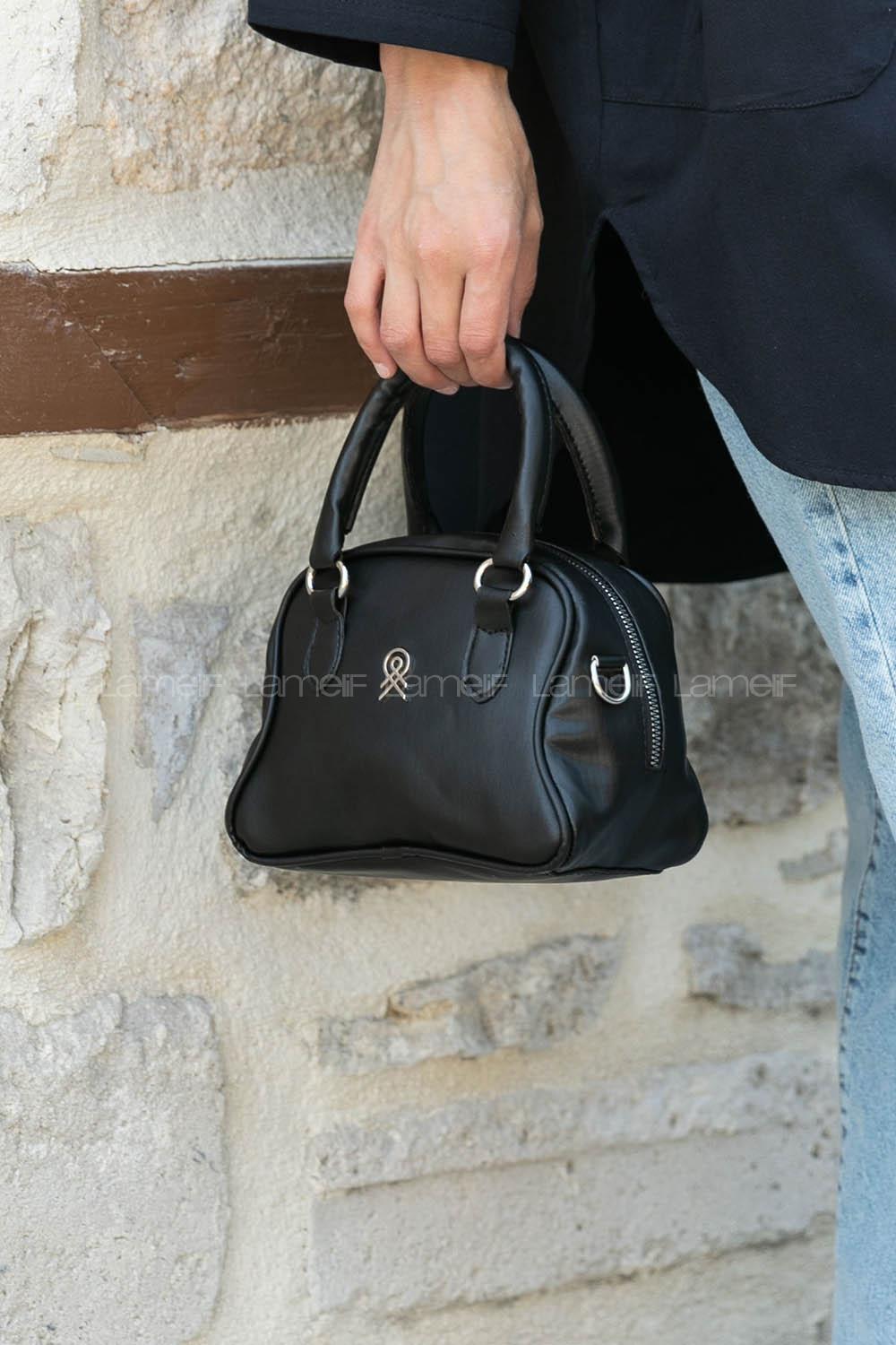 Black Buckle Skin Hand Bag Bag