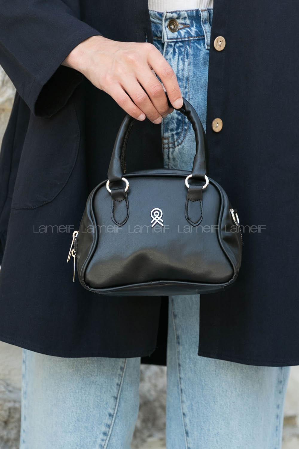 Black Buckle Skin Hand Bag Bag