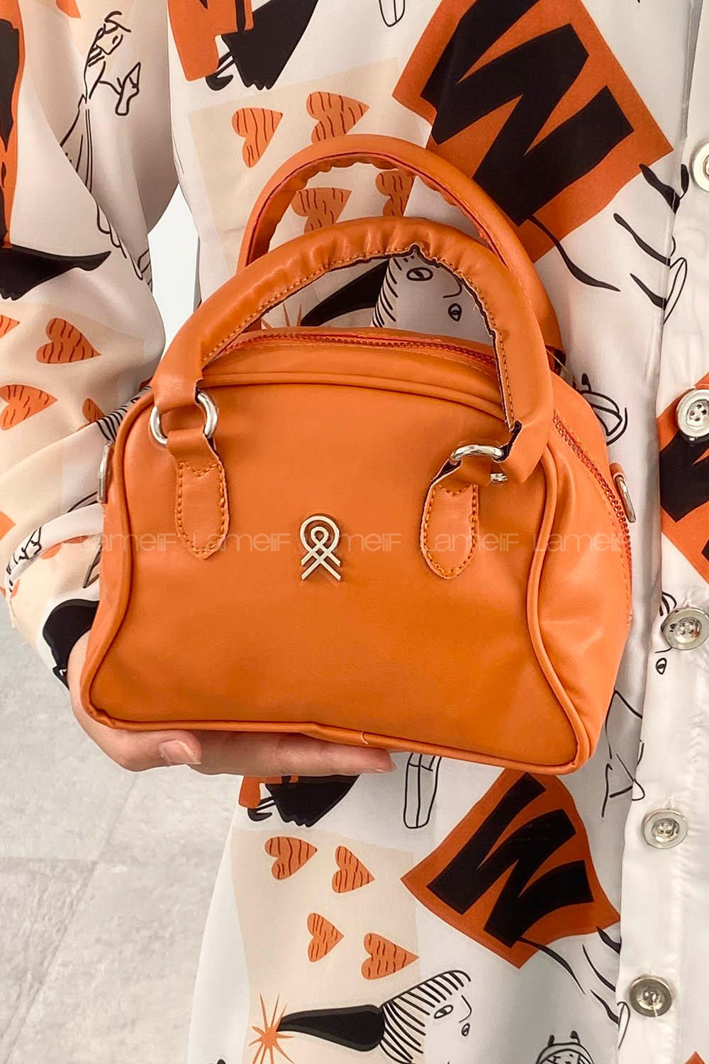 Orange Buckle Skin Hand Bag Bag