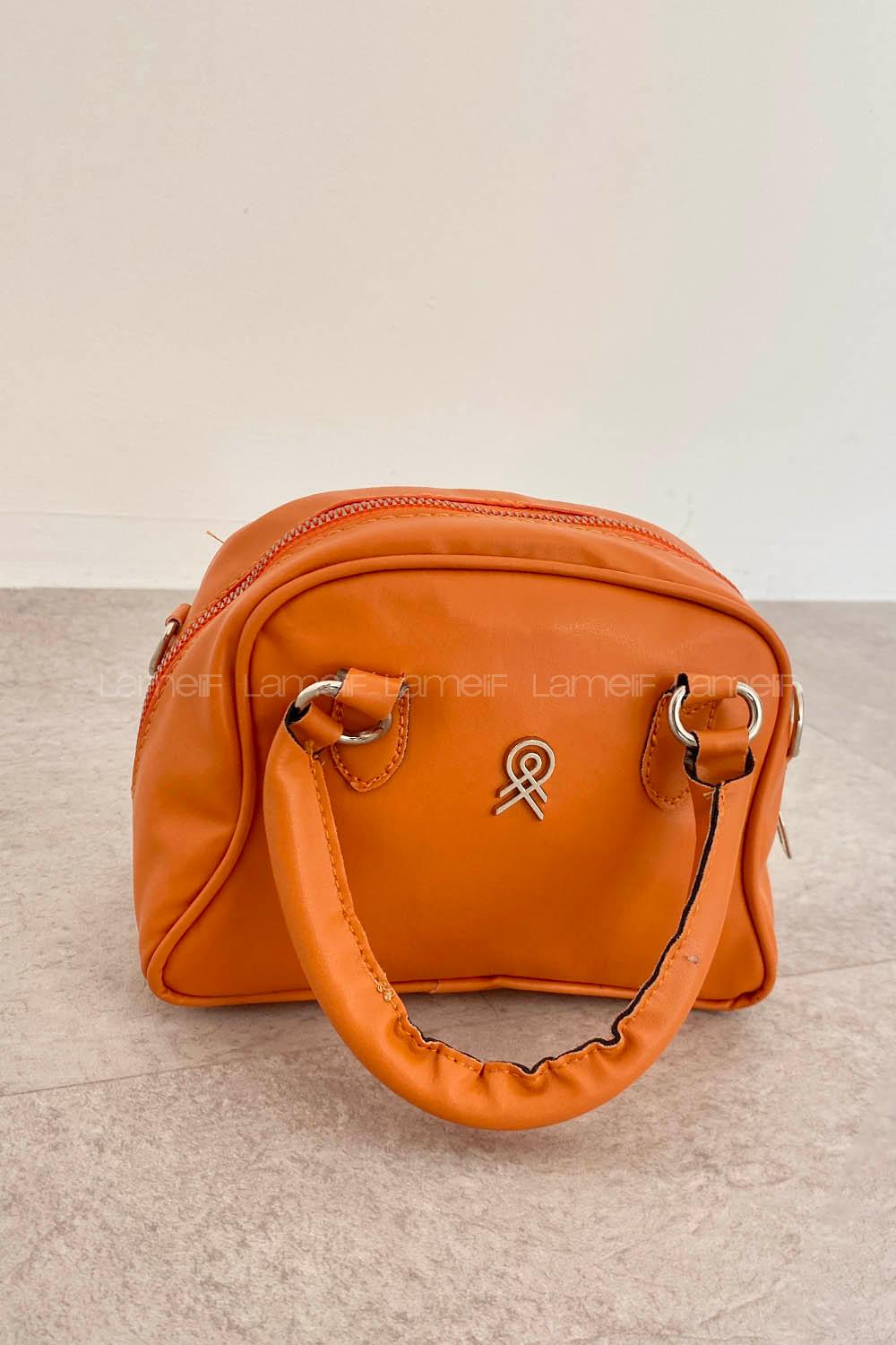Orange Buckle Skin Hand Bag Bag