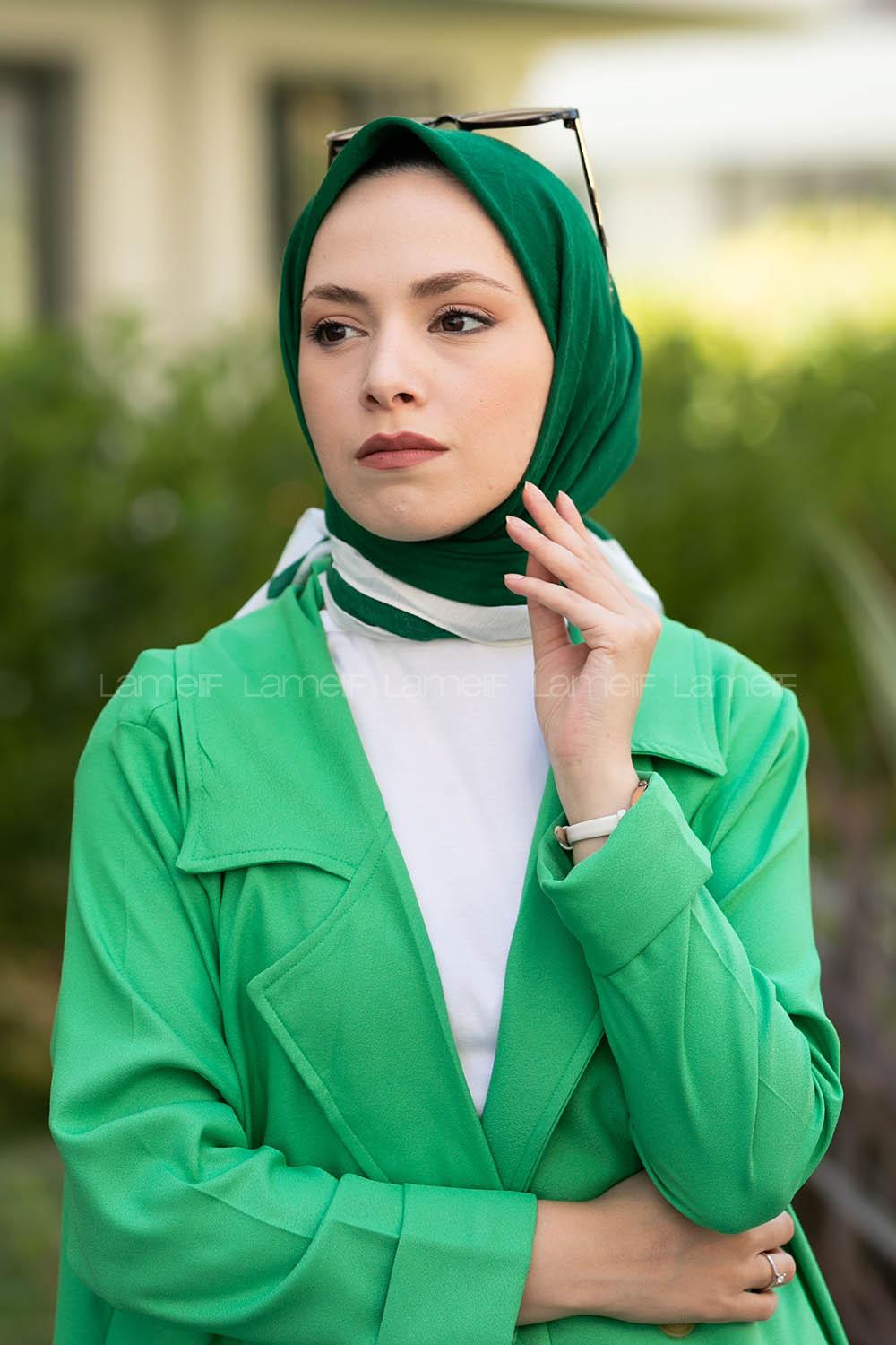 Mint Anthracite Wool Printed Scarf