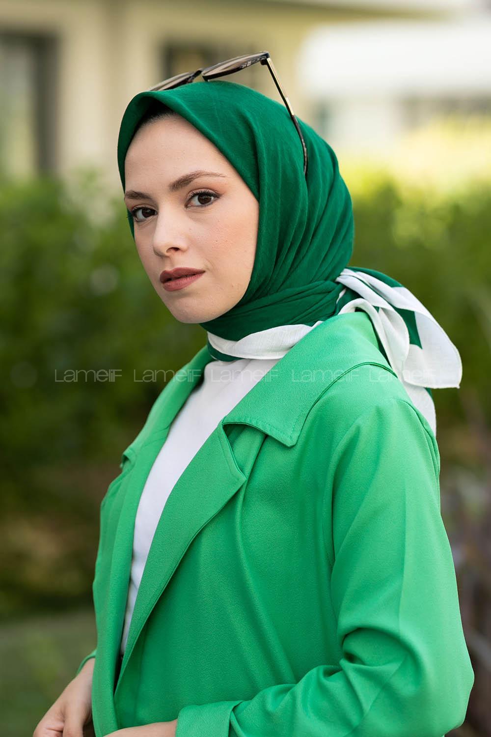 Mint Anthracite Wool Printed Scarf