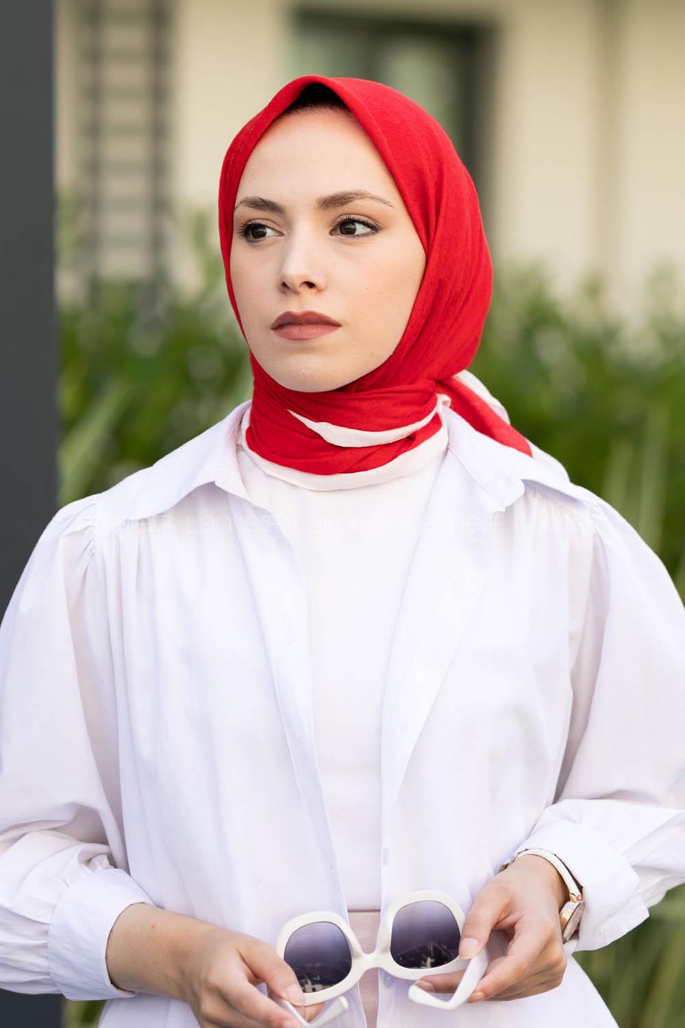 Red Wool Printed Scarf