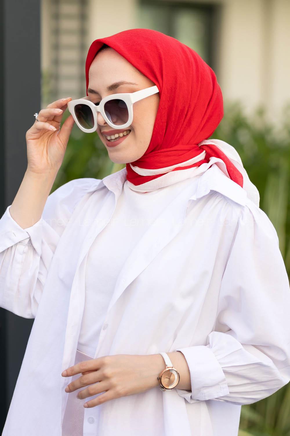 Red Wool Printed Scarf