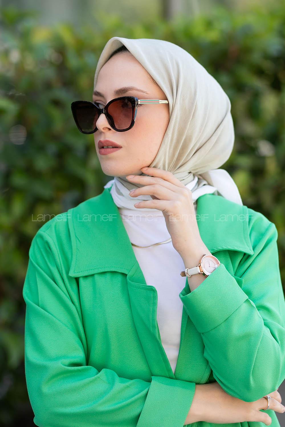 Water Green Wool Printed Scarf