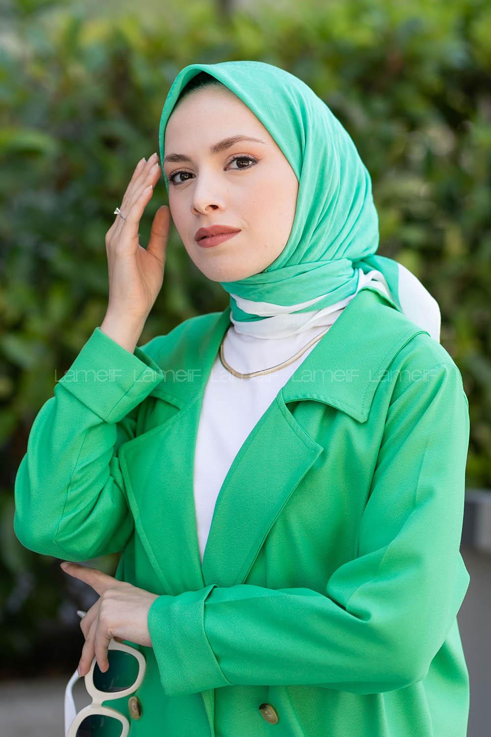 Dark Green Wool Printed Scarf