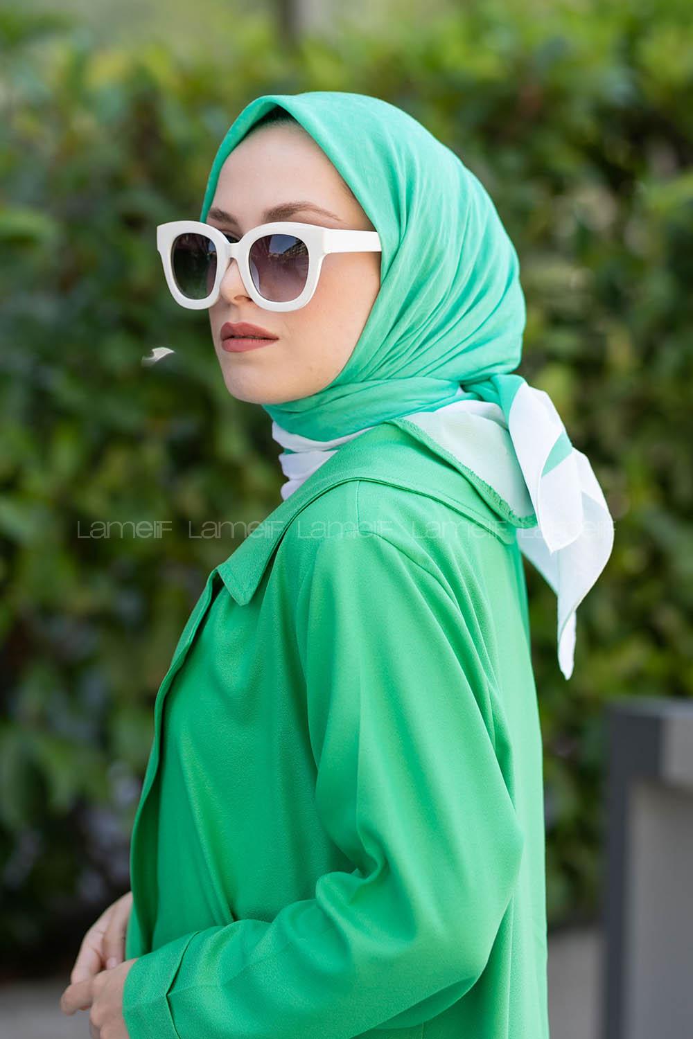 Dark Green Wool Printed Scarf