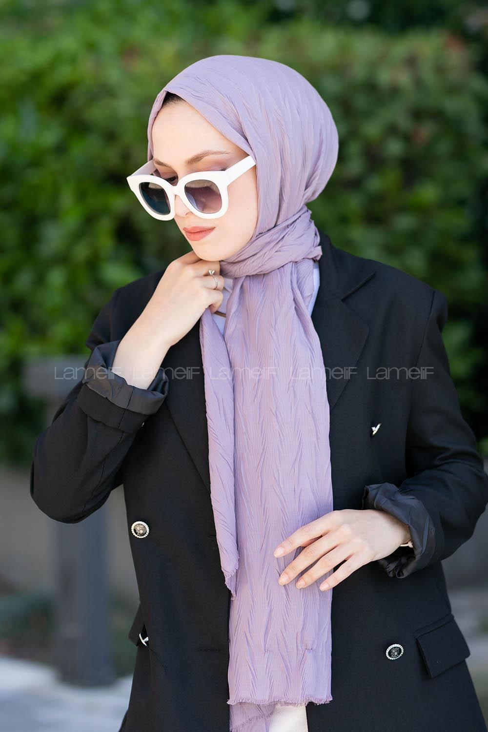 Light Purple Cotton Fabric Straight Shawl