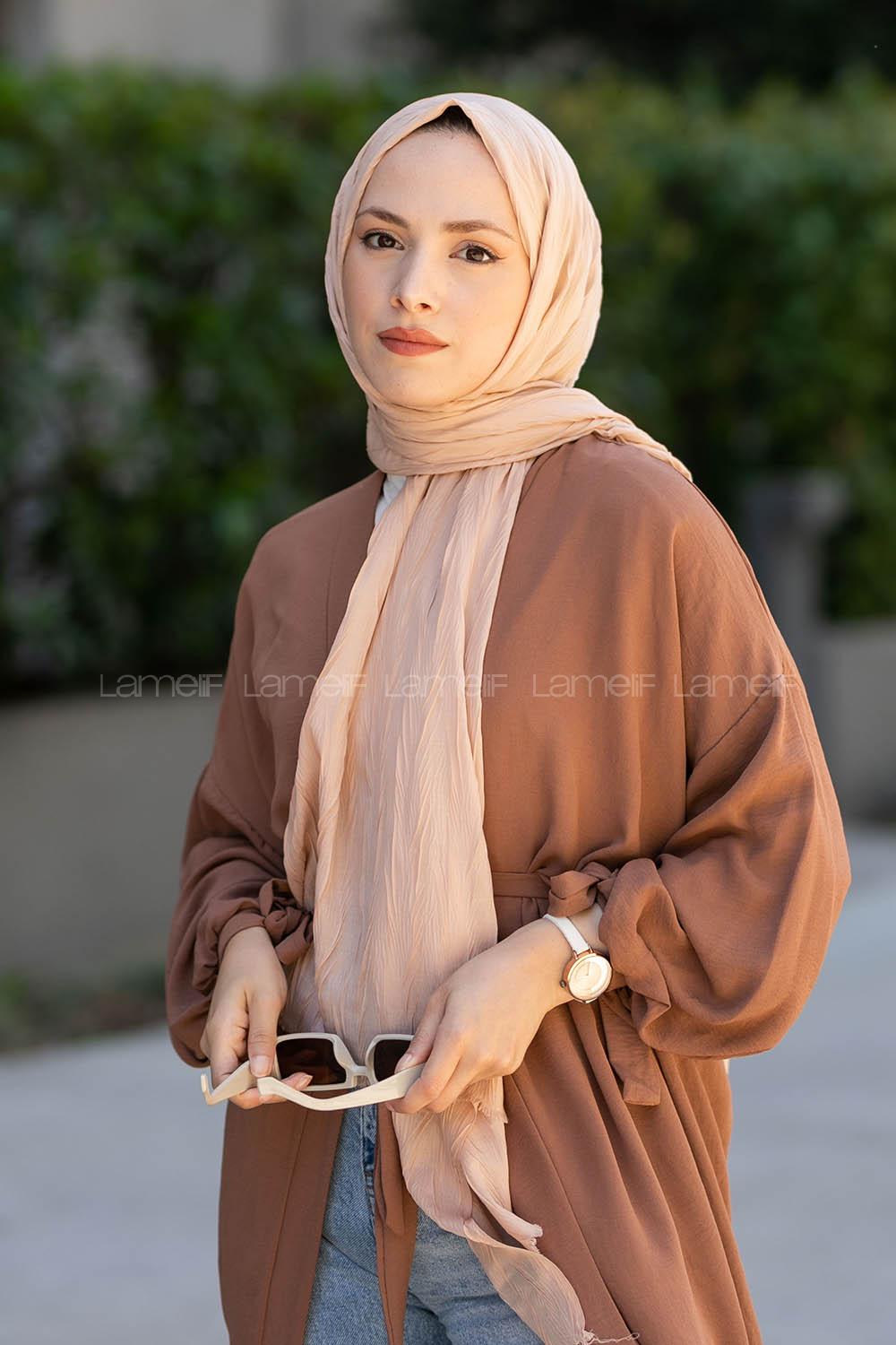 Beige Cotton Fabric Straight Shawl