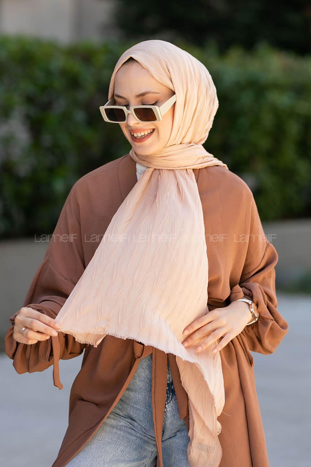 Beige Cotton Fabric Straight Shawl