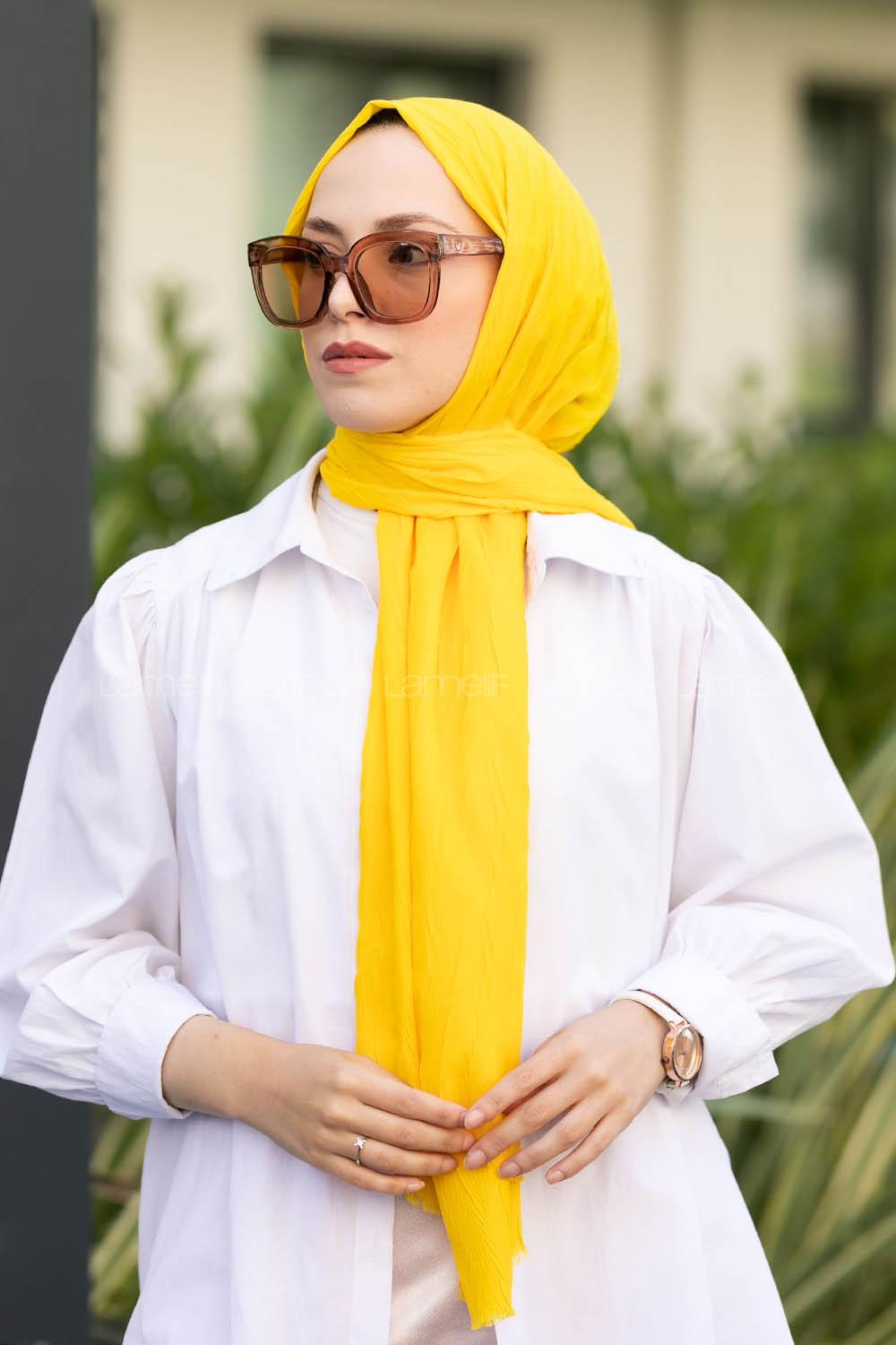 Ocher Cotton Fabric Straight Shawl