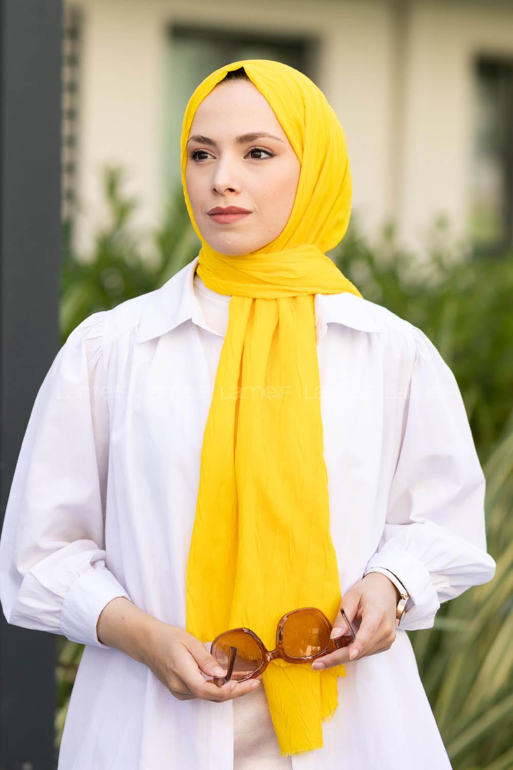 Ocher Cotton Fabric Straight Shawl