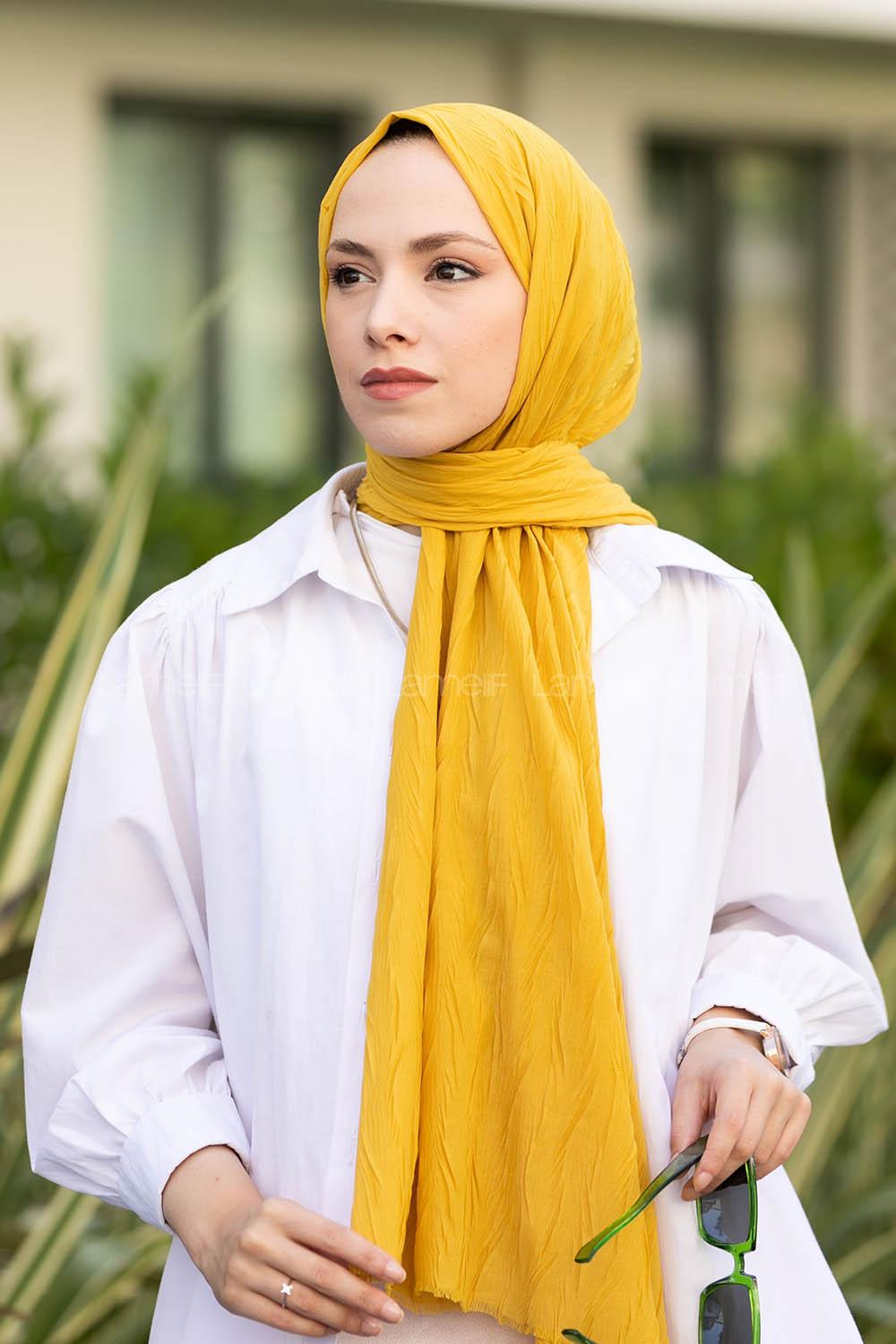 Yellow Cotton Fabric Straight Shawl