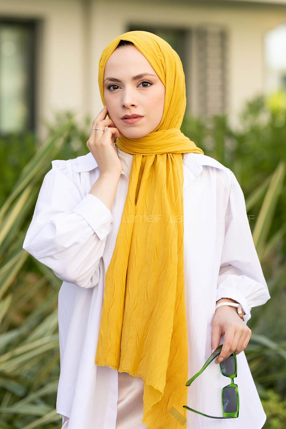 Yellow Cotton Fabric Straight Shawl