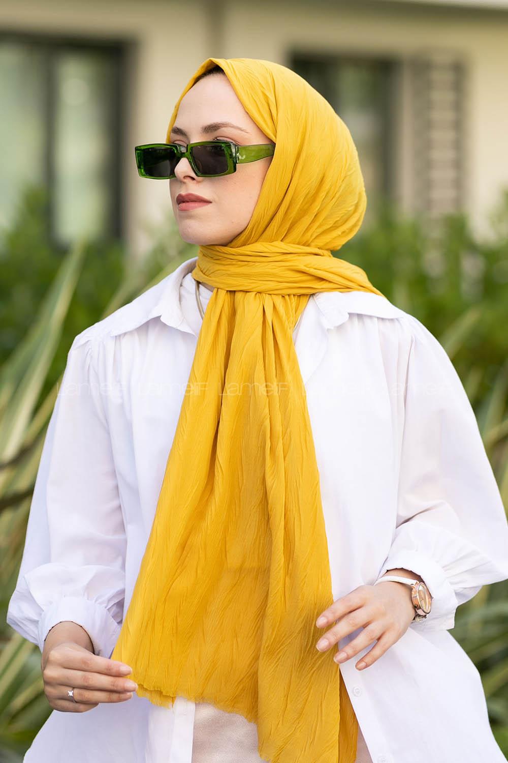 Yellow Cotton Fabric Straight Shawl