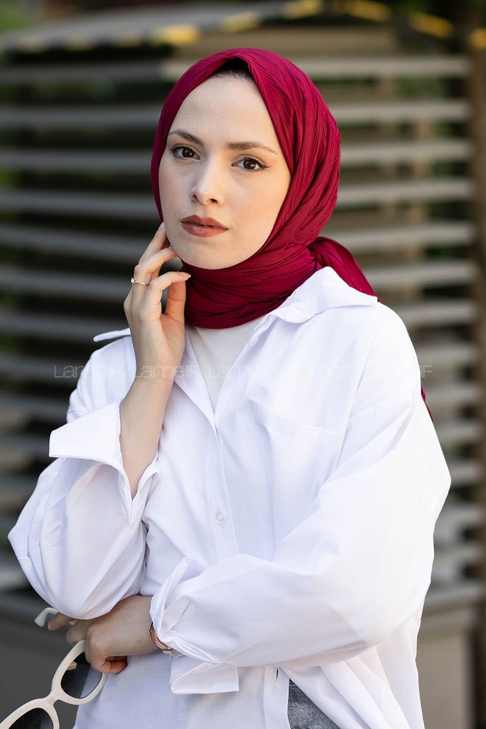 Sour Cherry Cotton Fabric Straight Shawl