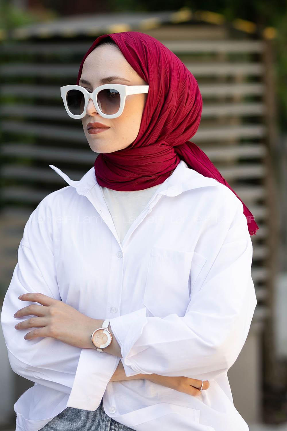 Sour Cherry Cotton Fabric Straight Shawl