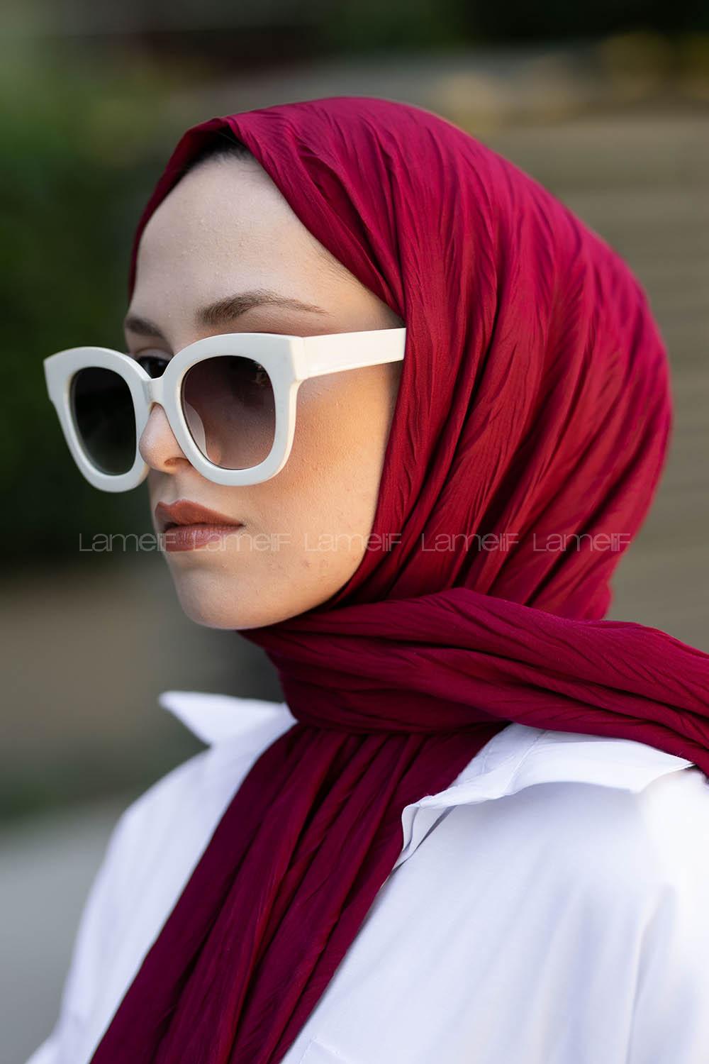 Sour Cherry Cotton Fabric Straight Shawl