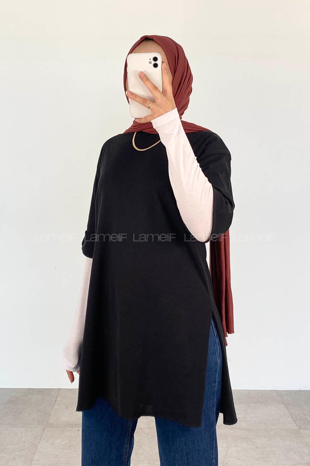 Black Crew Neck Half Arm Arm Cotton Unprinted T-shirt