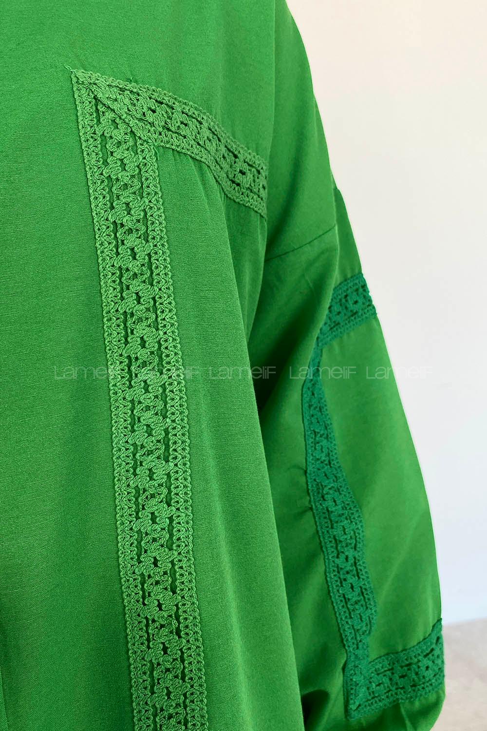 Green-1 Shirt Collar Long Arm Cotton Unprinted Shirt