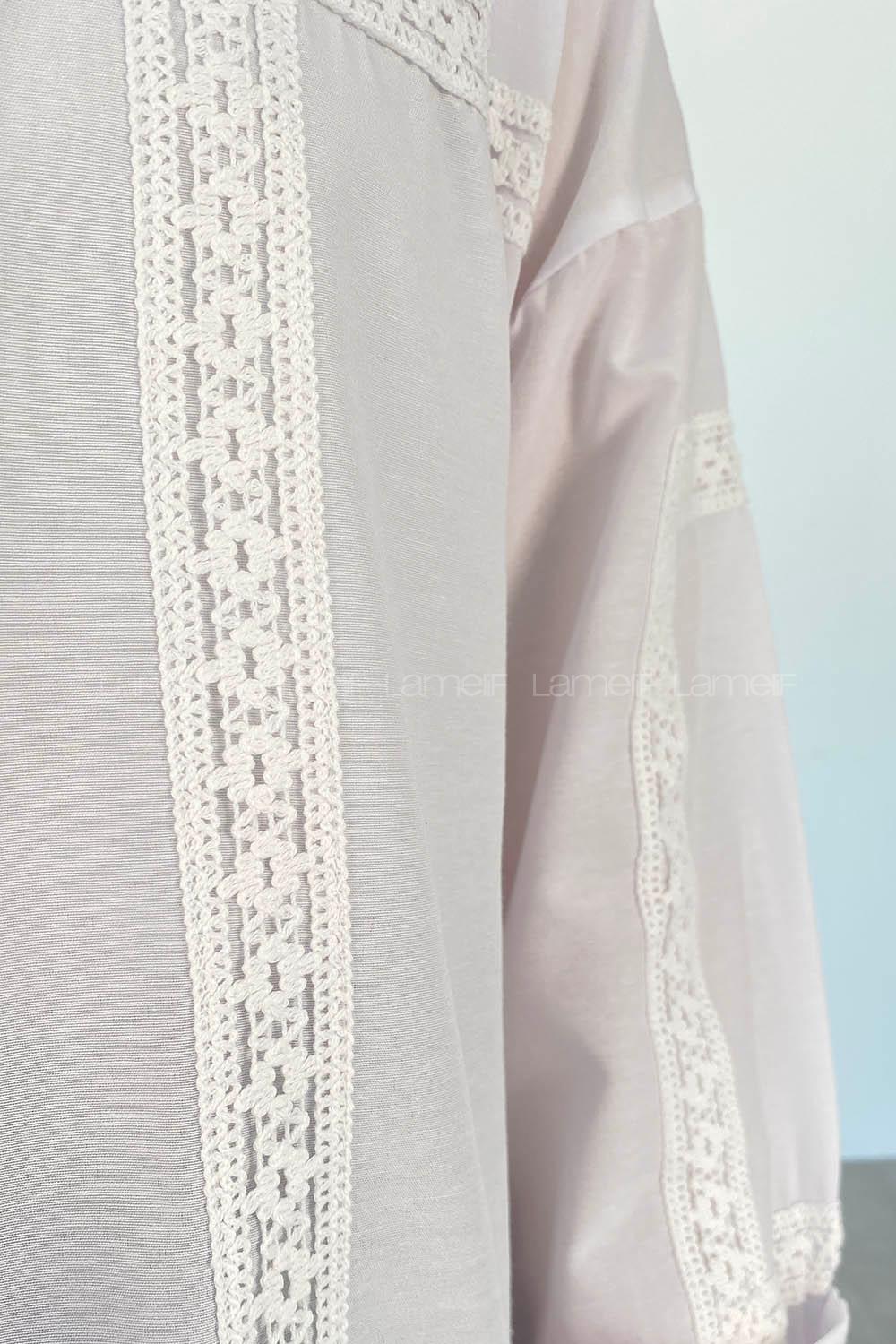 White Shirt Collar Long Arm Cotton Unprinted Shirt