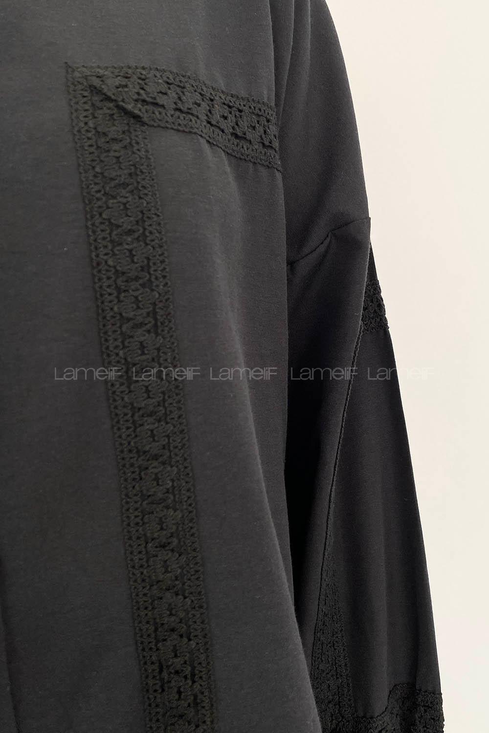 Black Shirt Collar Long Arm Cotton Unprinted Shirt