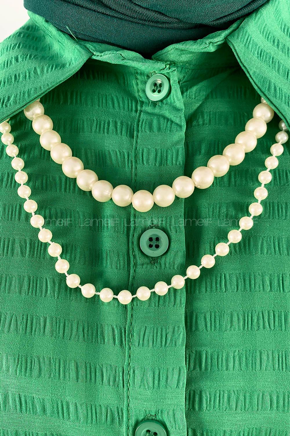 Green-1 Shirt Collar Long Arm Cotton Unprinted Shirt