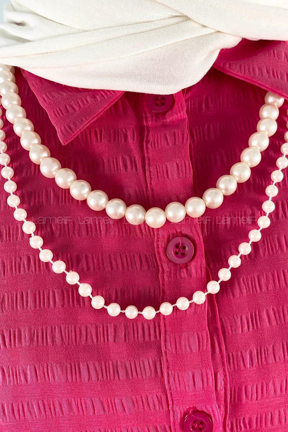 Fuchsia Shirt Collar Long Arm Cotton Unprinted Shirt