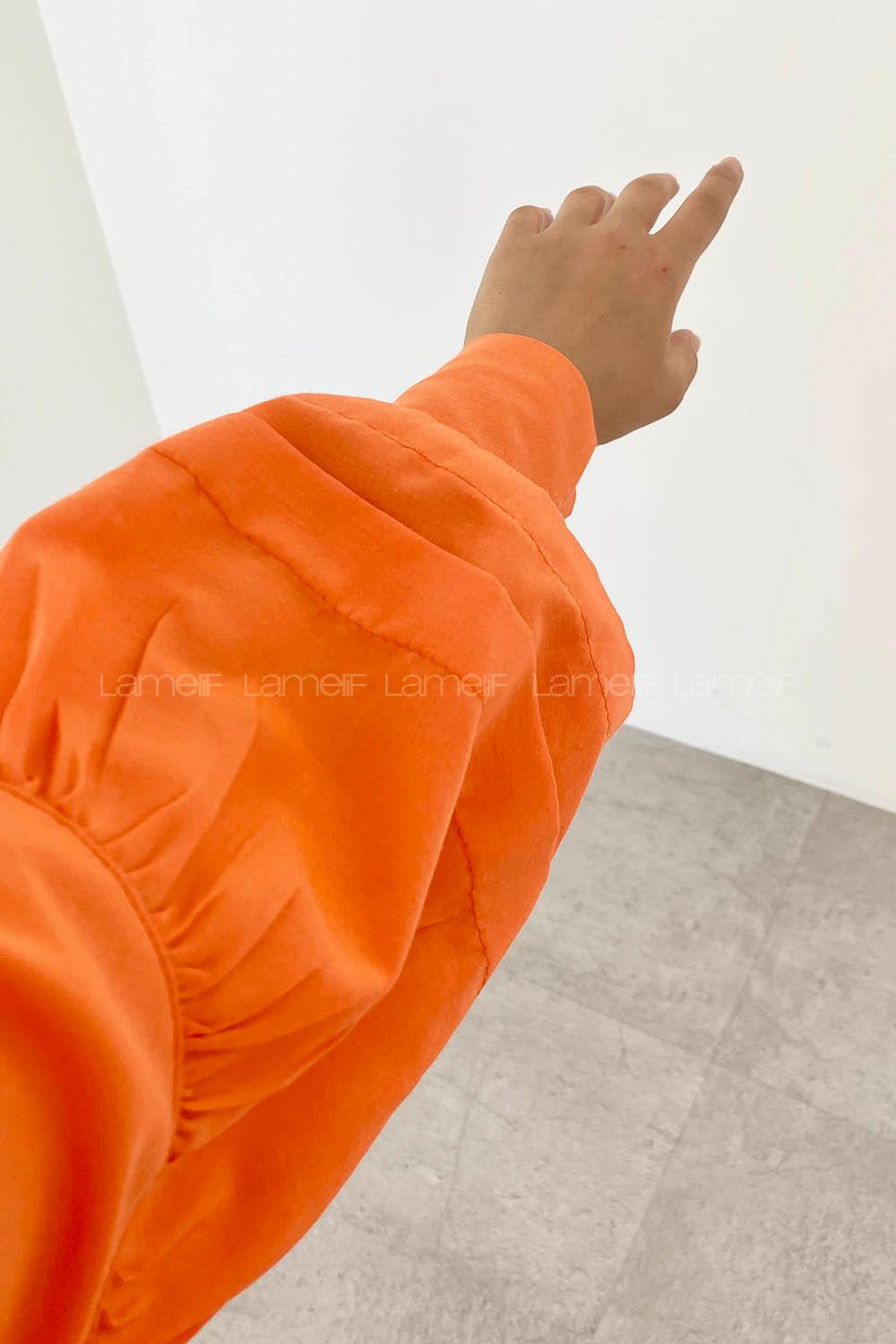 Orange Shirt Collar Long Arm Viscose Fabric Printed Shirt