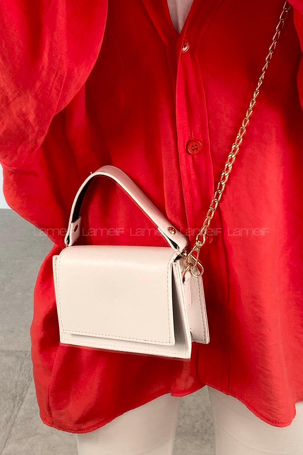 White Buckle Skin Hand Bag Bag