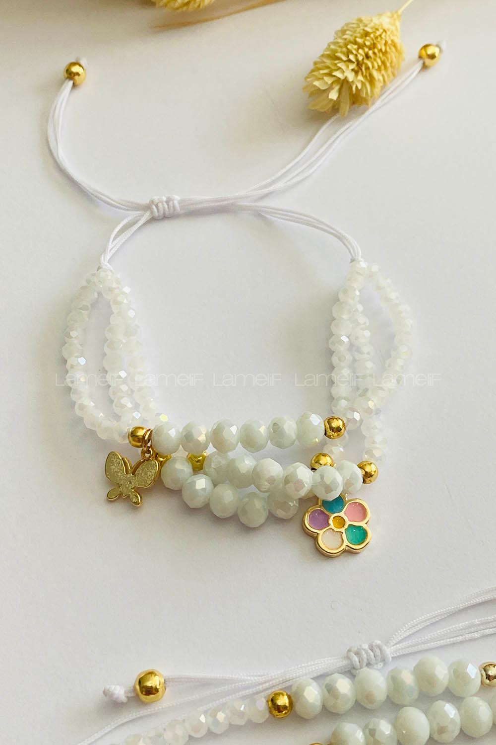 White Belted Gold Straight Wristband