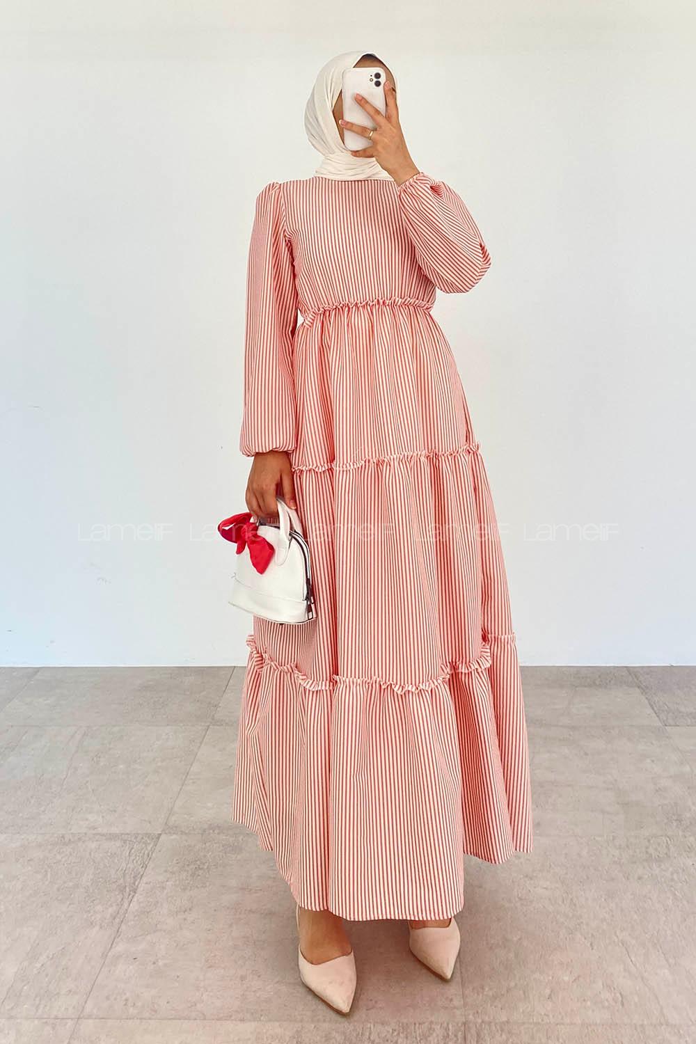 Pink Crew Neck Cotton Printed Dresess