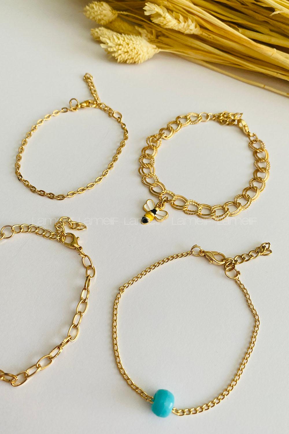 Gold-5 Belted Gold Straight Wristband