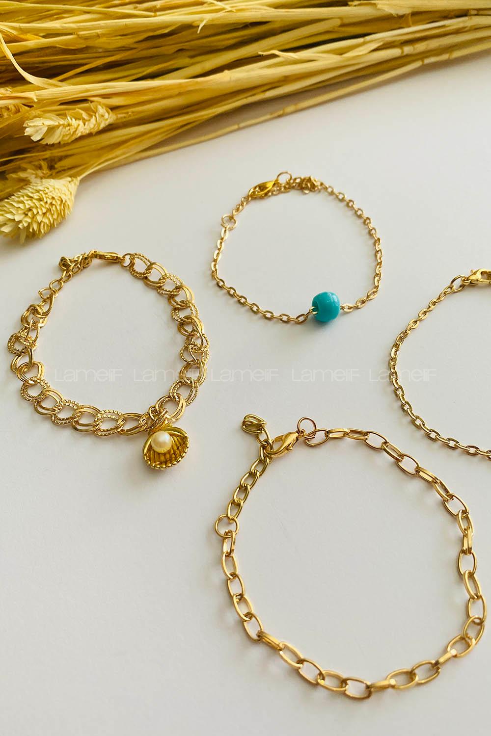 Gold-6 Belted Gold Straight Wristband