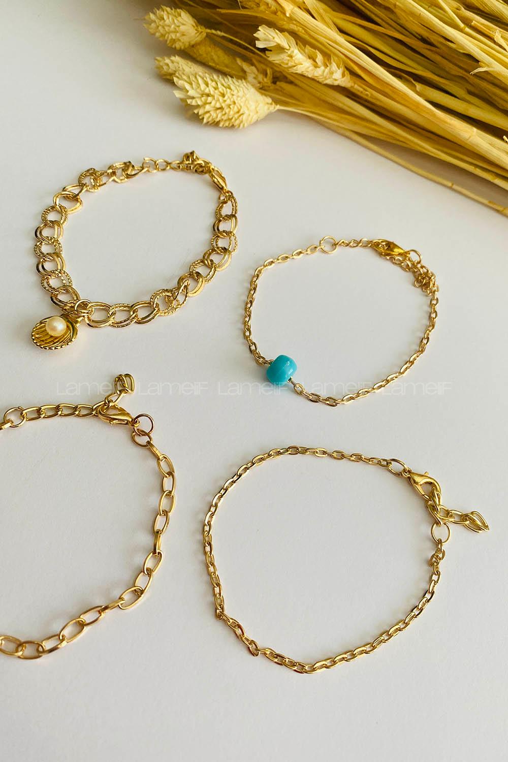 Gold-6 Belted Gold Straight Wristband