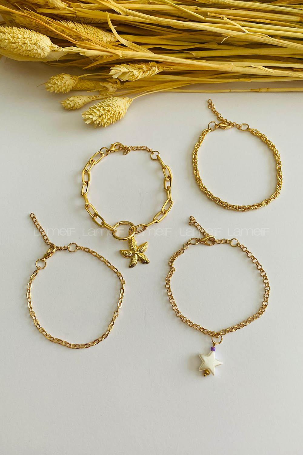 Gold-7 Belted Gold Straight Wristband