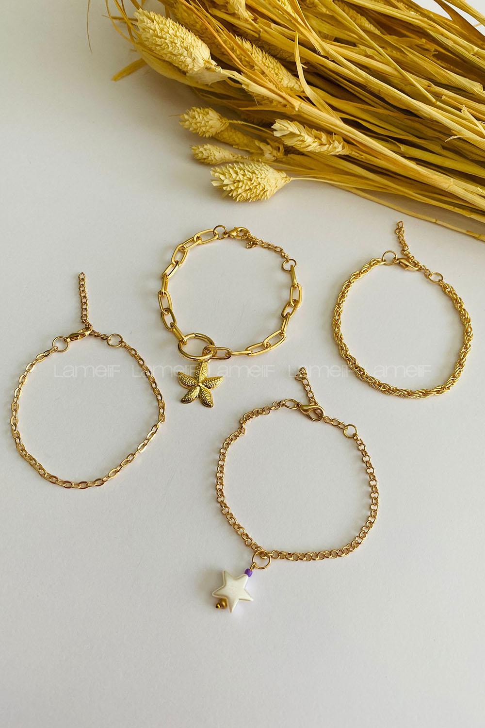 Gold-7 Belted Gold Straight Wristband