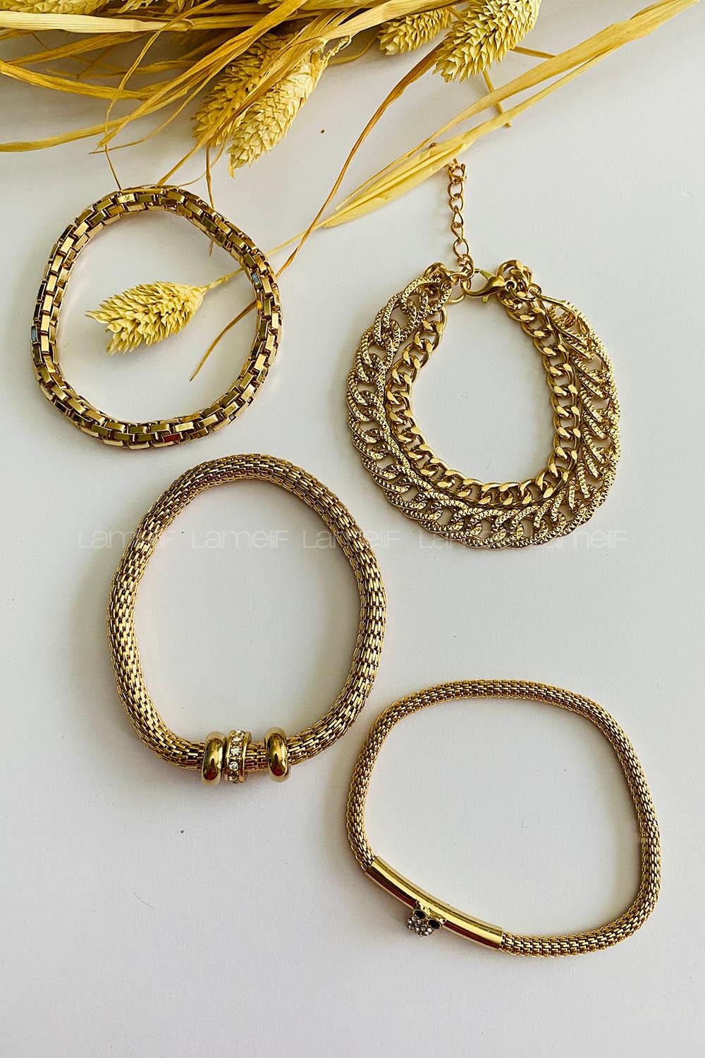 Gold Belted Gold Straight Wristband