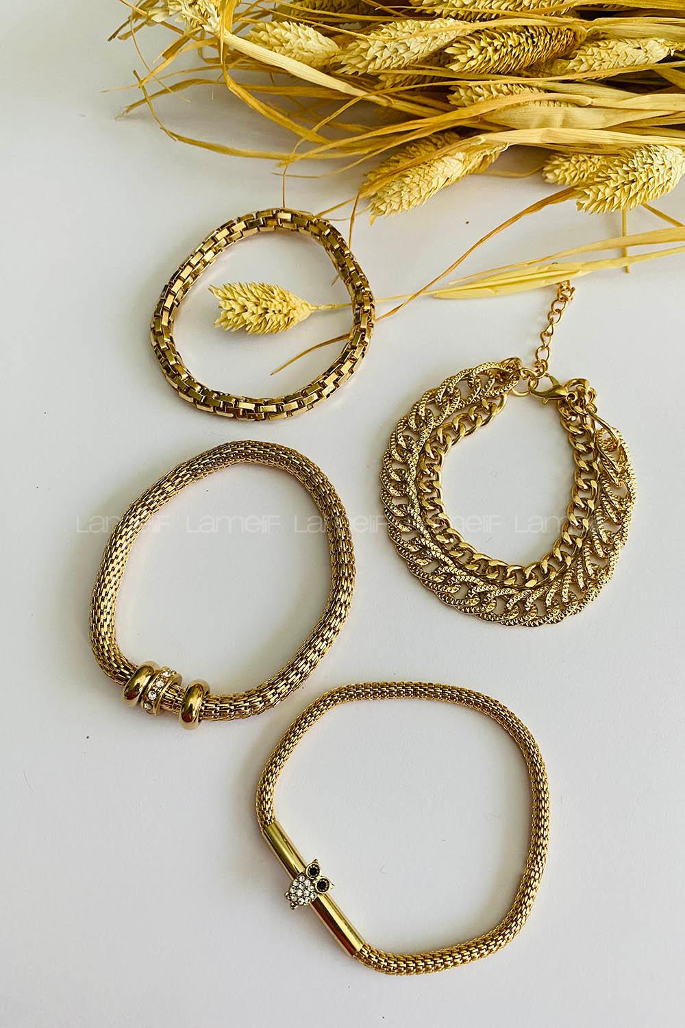 Gold Belted Gold Straight Wristband