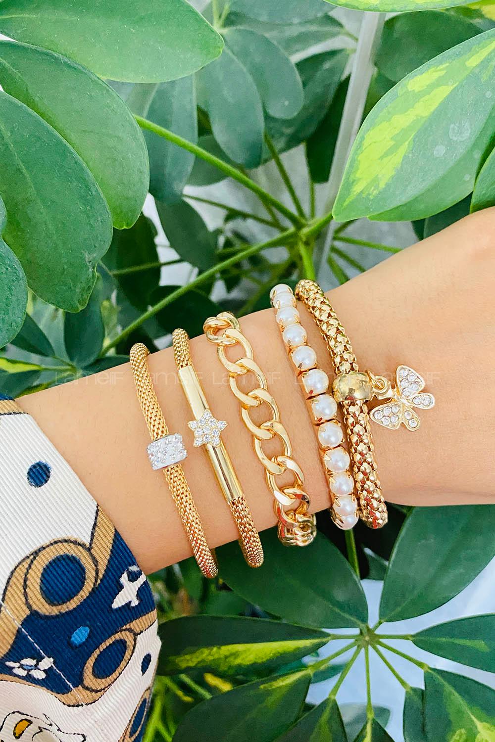 Gold Belted Gold Straight Wristband