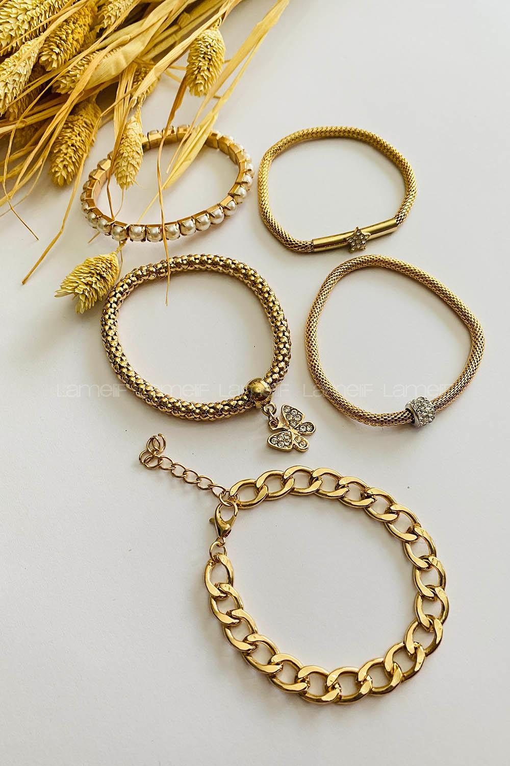 Gold Belted Gold Straight Wristband